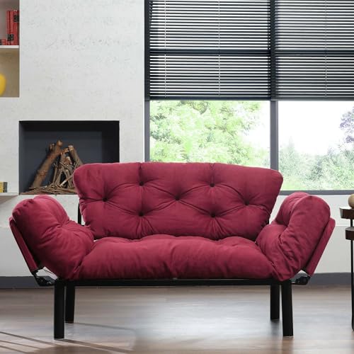 Prodotto di ottima fattura Dmora - Divano Letto 2 posti Zeeusis, Sofà trasformabile, Divanetto per Ospiti, Poltrona Letto, 155x70 h85 cm, Rosso