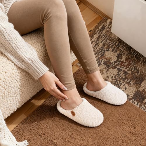 EverFoams Women's Fuzzy Slip-on Slippers Soft Comfy Memory Foam Indoor House Shoes2