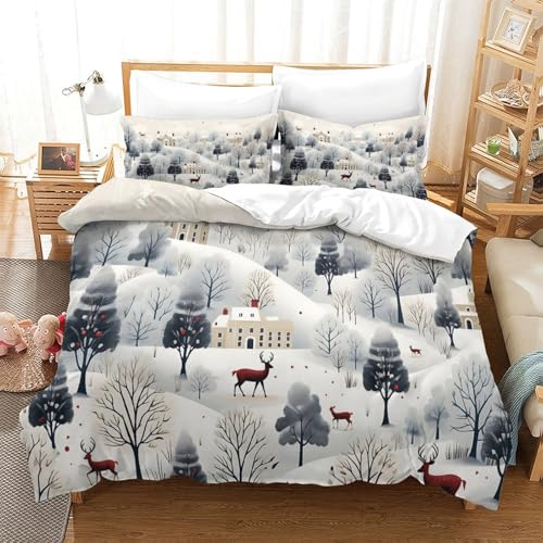 Housse de couette 140x200 microfibre paysage d'hiver - 3