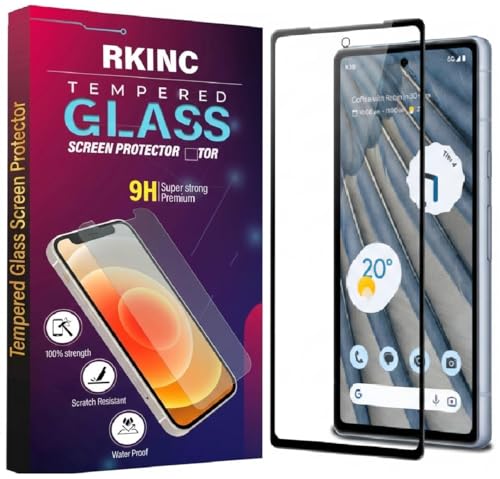 Image of RKINC Tempered Glass for Google Pixel 7A (6.1 Inch) Military Grade Gorilla Screen Guard Protector | With Installation Kit | Edge to Edge Coverage | Black