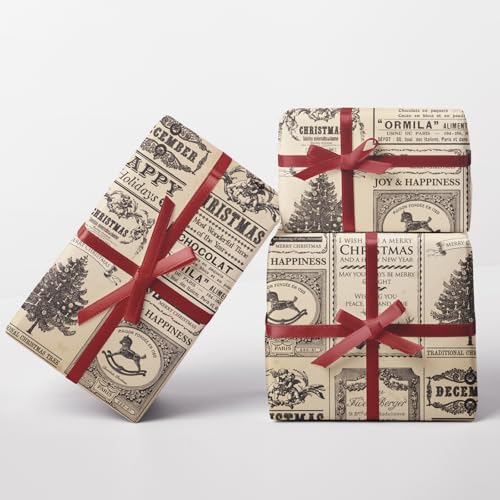 JarThenaAMCS Christmas Newspaper Wrapping Paper - Mini...