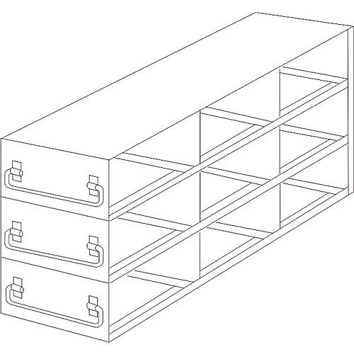 UFDHT-33, Upright Freezer Drawer Rack for 100 Cell Hinged Top Plastic Boxes, 3 x 3