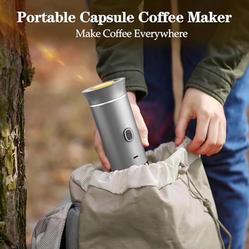 Image of VeeDee 2026 Portable Electric Espresso Machine with Display - Self-Heating Travel Coffee Maker - 2-in-1 Compatible with Ground Coffee & NS Capsules - Ideal for Car, Camping, RV, Hiking & Office