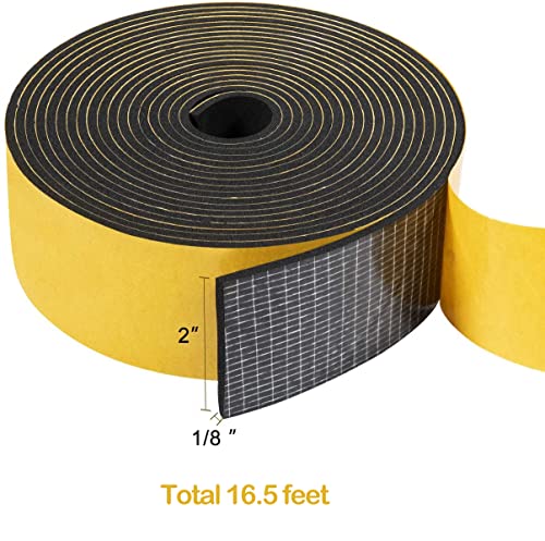 Torrami Weather Strip 2 Inch W X 1/8 Inch T, High Density Adhesive Foam Seal Tape Soundproofing Insulation Gasket For Door And Windows (16.5 Ft Length) #TOP1