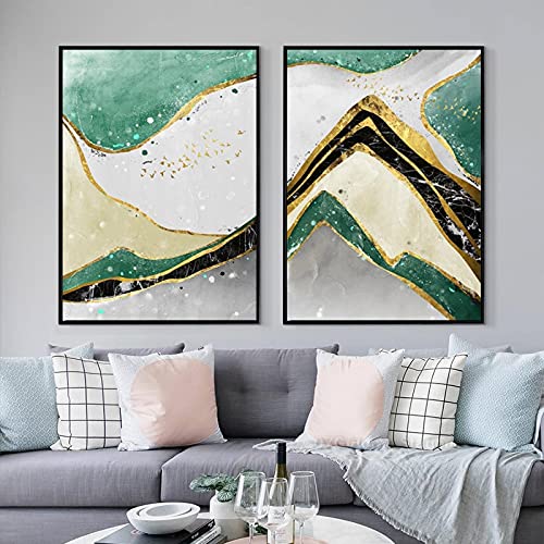 Impression sur toile art moderne marbre vert doré pour une ambiance zen
