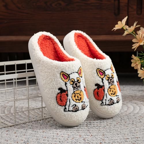 Image of Womens Mens House Slippers Retro Comfy Warm Plush Slip on Fluffy Memory Foam Home Sippers for Winter Indoor Outdoor