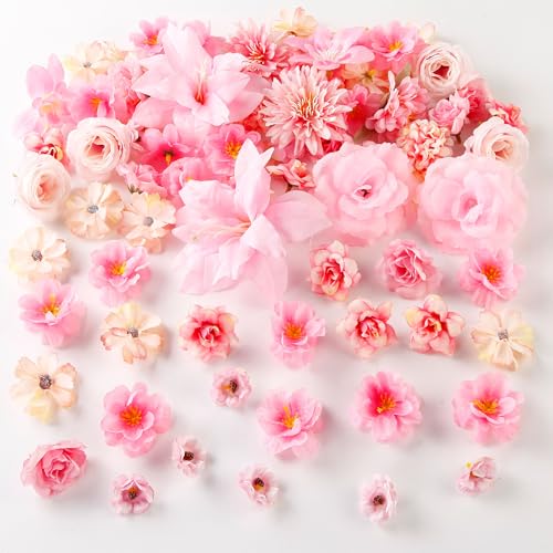AevrBlos Artificial Flower Heads for Crafts 1-5 Inch, 80 Pcs