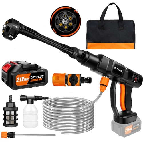 21V 45 Bar/652 PSI Cordless Pressure Washer, Portable Pressure Washer with 3.0Ah Battery,6-in-1 Adjustable Nozzle,16.4FT/5M Hose Pressure Cleaner for Car/Floor/Garden Cleaning & Watering