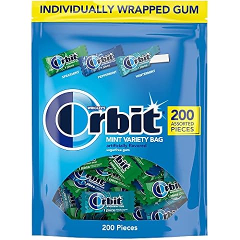 ORBIT Peppermint, Spearmint, & Wintermint Assorted Sugar Free Chewing Gum Bulk Pack, 13.4 oz 200-Piece Bag Cover
