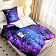 MUSOLEI Bettwäsche 135x200 Sternenhimmel Violett Einzelbett Mädchen Jungen Kosmische 3D-Druck Mikrofaser Bettbezug 135x200 und 1 Kissenbezug 80x80 Bettwäsche-Set für Einzelbett, Sternenhimmel