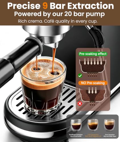 Image of atatix Espresso Machine, 20 Bar Espresso Coffee Machine with Milk Frother