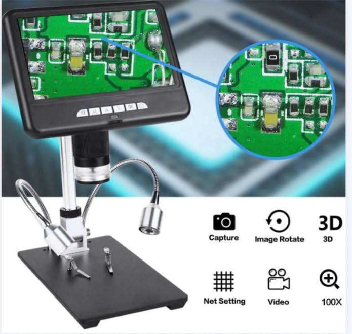 AD207 - Herramienta de soldadura de microscopio digital 3D para reparación de PCB/SMD con función ImageRotate