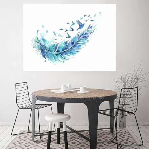 Tableau plume abstrait 40x60cm encadré pour déco murale