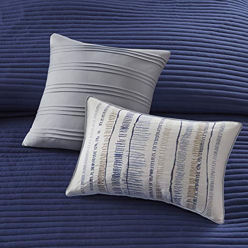 Madison Park Marina Comforter Quilt Combo Set - Modern Luxury Design, All Season Down Alternative Bedding, Matching Shams, Decorative Pillows, King/Cal King(104"x92") Seersucker Blue 8 Piece - Image 13