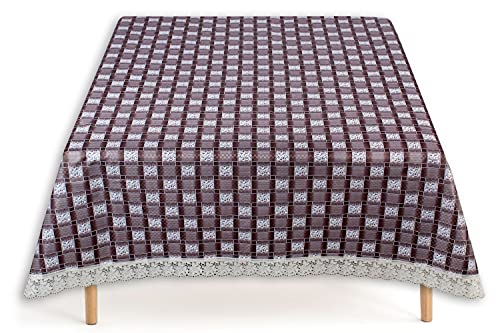 Image of The Furnishing Tree Waterproof Square Shaped Center Table Cover Size 40x40 inches with White Border Lace