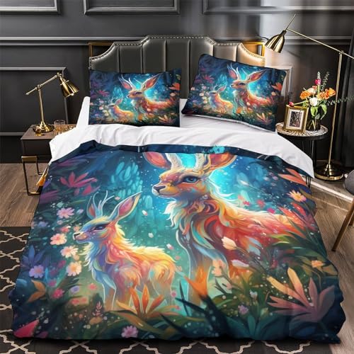 Parure housse de couette imprimé cerf King 220x240 multicolore IOFEER - 4