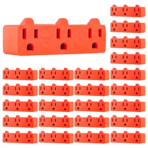 🛒 Crazy Deals GE 3-Outlet Extender, 25 Pack, Heavy Duty Power Splitter, Grounded, Wall Tap Adapter, 3-Prong, 1875 Watts, UL Listed, Orange, 50910