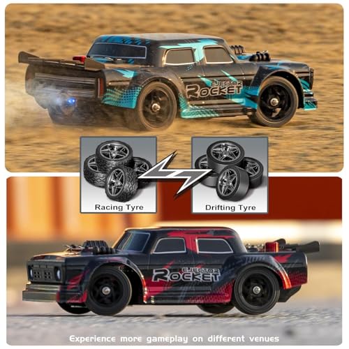 Image of Samtop 1:14 RC Racing Drifting Car, High Speed Remote Control Cars with LED Lights & Spray, Extra Drifting Tires Racing Vehicle Toys Birthday Gifts for Boys & Girls Aged 6+ Years