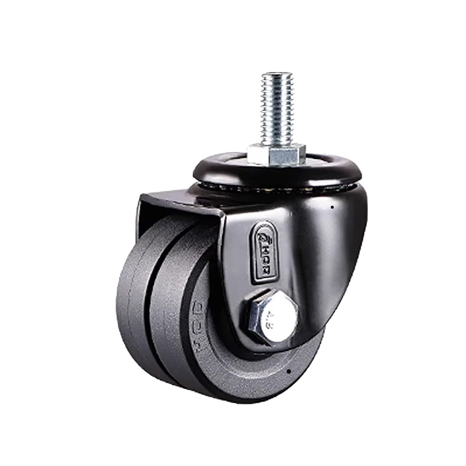 Set aus 4 Schwerlastrollen Tragkraft 600kg, 2.5 Zoll Drehung Transportrollen mit Bremse, Rollen mit Gewinde M12*25mm, Leise Nylonräder for Geräte/Möbel(Swivel,75mm)