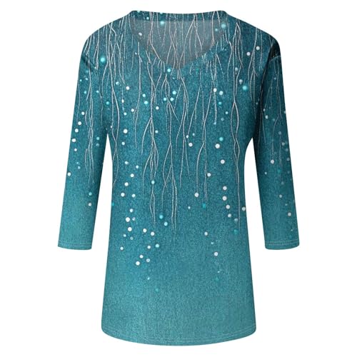 HTHLVMD Womens 3/4 Length Sleeve Tunic Tops Summer Fall Outfits 2025 Three Quarter Sleeve Casual V Neck T Shirts for Women