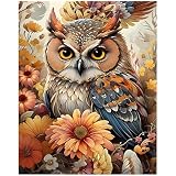XTCIXAL Paint by Numbers Kit for Adults Beginners, Owl Paint by Number for Adult - 16' Wx20 L, Owl Acrylic Canvas Painting Kits for Gifts Home Wall Decor