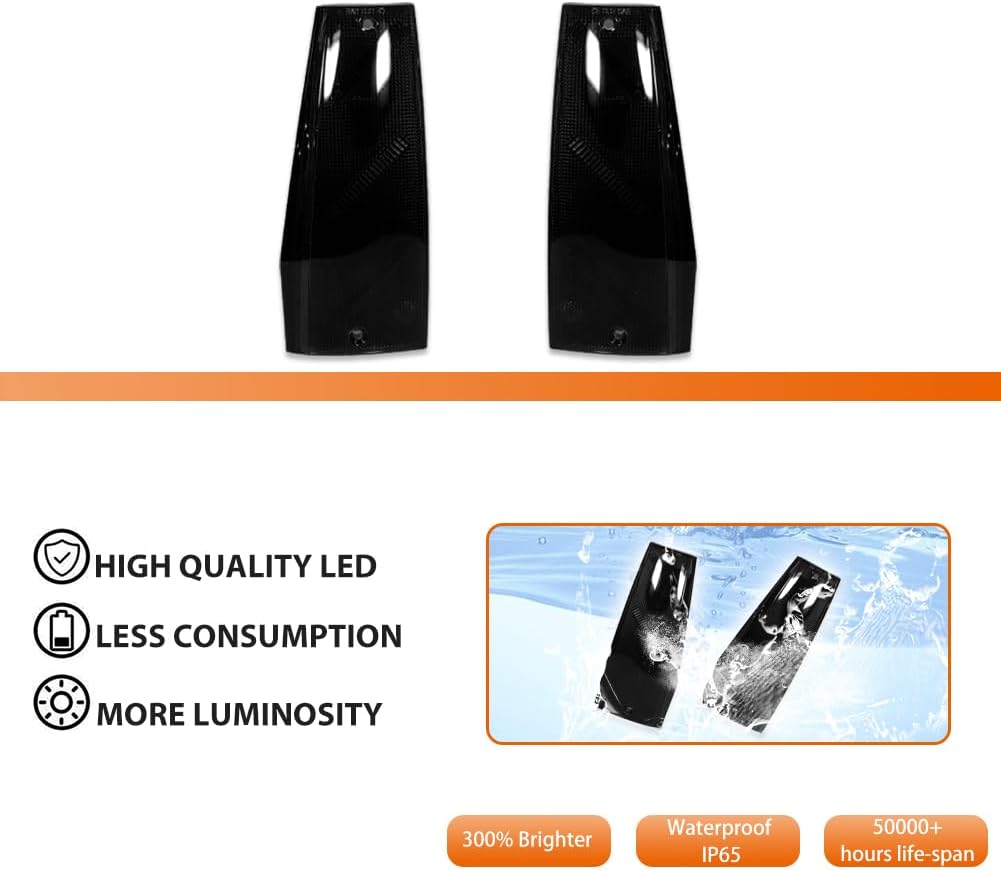 ADIIL Front Bumper Side Marker Light Housings Kit Smoked Lens Side Marker Set For 84-96 Jeep Cherokee 86-92 Comanche 84-90 Wagoneer