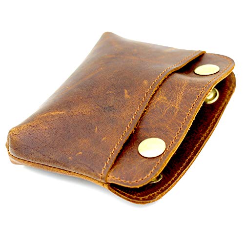 Handmade Genuine Leather Double Snap Pouch - Multipurpose Coin Purse, Cash & Card Holder, Cable Organizer, Makeup Storage - Durable, Stylish & Compact - Perfect for Travel, Daily Use, and Gift-Giving4