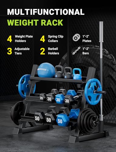 YOLEO Dumbbell Rack - 3 Tier & 5 Tier Compact Weight Rack for Dumbbell, Kettlebell, Barbell, Heavy Duty Weight Storage Organizer, Space-Saving Dumbbell Storage Stand Holder for Home Gym - 1100LBS Capacity (Rack Only) (Upgraded 3-Tier)