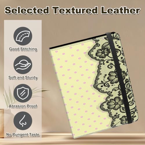 Image of Photo Album 4x6 120 Photos with Strong Elastic Band, Lemon Lace Dots | Large Capacity Premium Leather Picture Album, Portable Wallet Albums Photo Book for Family Anniversaries Wedding Baby