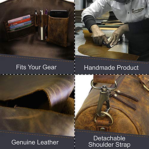 Handmade Leather Duffel Bags For Men - Airplane Underseat Carry On Travel Luggage By Rustic Town (Yellowish Brown)