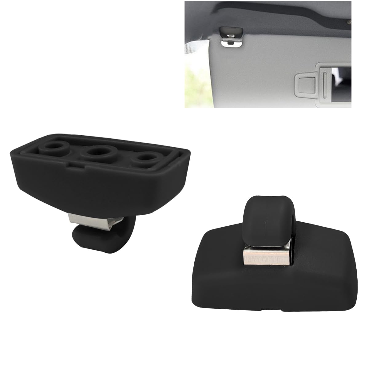 2 Stück Auto Sonnenblende Clip, Auto Sonnenblende Halterung, Blendfreie Halterung für Sonnenblenden Kompatibel mit VW Caddy Golf Mk4 Sharan Passat Polo Amarok Transporter T5 Touran Seat - Schwarz