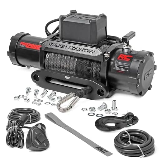 Rough Country 12,000LB PRO Series Electric Winch | Synthetic Rope - PRO12000S, Black