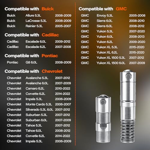 Image of Active Fuel Management AFM Hydraulic Roller lifters Valve Lifter Compatible with Chevy GMC Cadillac Buick Pontiac 4.3L 5.3L 6.0L 6.2L Replace 12569256 12680871 12499225 (16pcs)