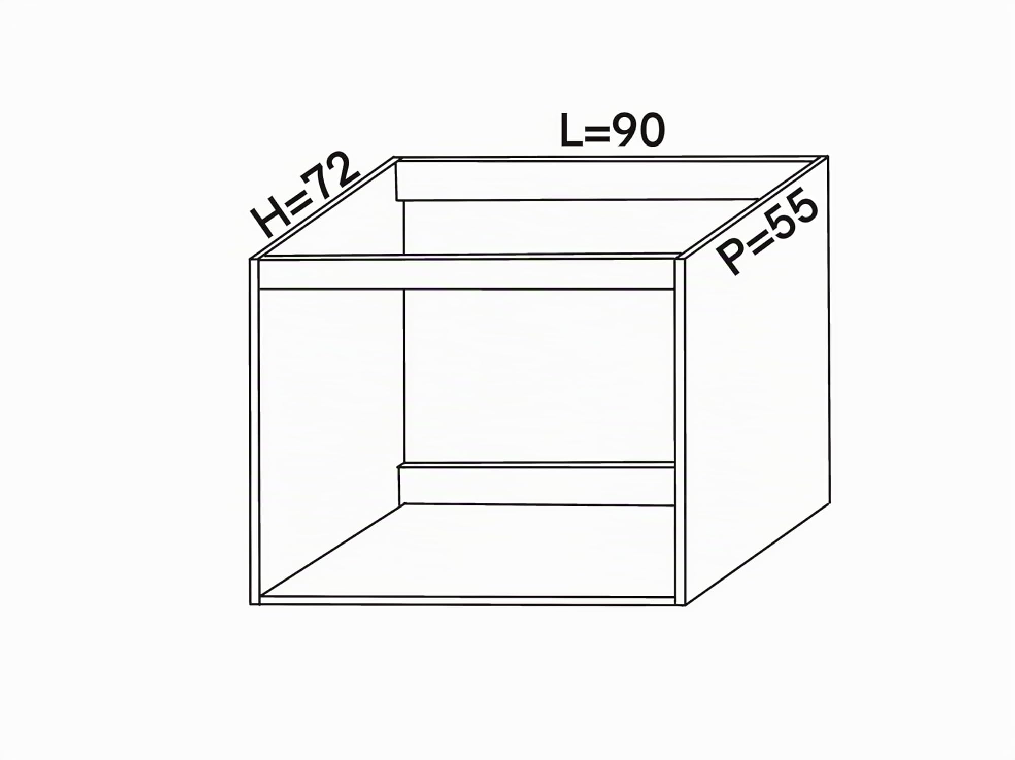 Base para fregadero de apoyo con 2 puertas. Longitud 90 cm, profundidad 55 cm, altura 72 sin patas, altura de las patas 10 cm (blanco), lavello90ante