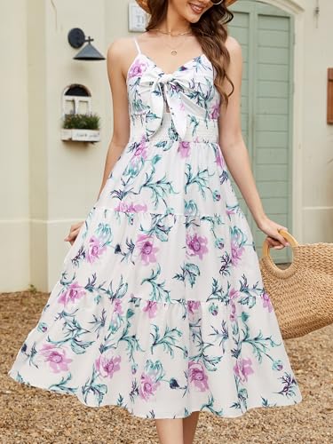 Image of Gardenwed Women's Floral Print Maxi Dress,Twisted V Neck Sleeveless Long Summer Dress