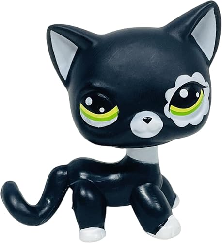 Vista 2 de Rare Old LPS Gato Negro Flor Blanca Ojos Gatito Tienda de Mascotas Lindo Bobble Head Figuras de Acción Juguete para Niños Niño Niña Regalo
