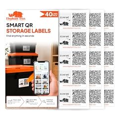 Elephant Trax QR Code Labels for Storage Bins – 40 Smart QR Code Stickers, Scannable QR Labels for Tote Bins, Moving Box Labels, Home Organization, Packing Supplies & Inventory Tracking