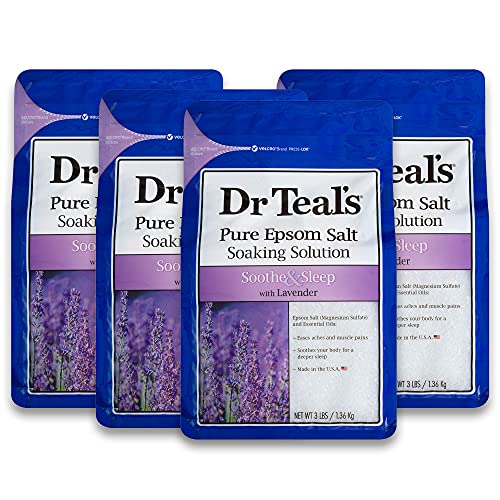 Photo 1 of Dr Teal's Pure Epsom Salt, Soothe & Sleep with Lavender, 3 lb (Pack of 4) (Packaging May Vary)