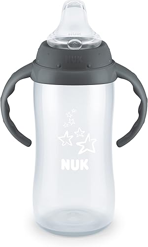 NUK Taza para aprender, 10 onzas, Tritan Gray Star, sin BPA, a prueba de derrames