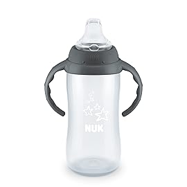 NUK Learner Cup, 10 Ounce, Tritan Gray Star - BPA Free, Spill Proof Sippy Cup