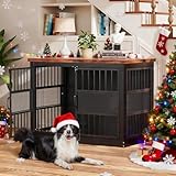 VOPEAK 40" Dog Crate Furniture, Chew Resistant Dog Crate for Dogs, Heavy Duty Dog Crates Dog Kennel Cage Indoor with Double Doors, End Table for Bedroom Living Room, Black