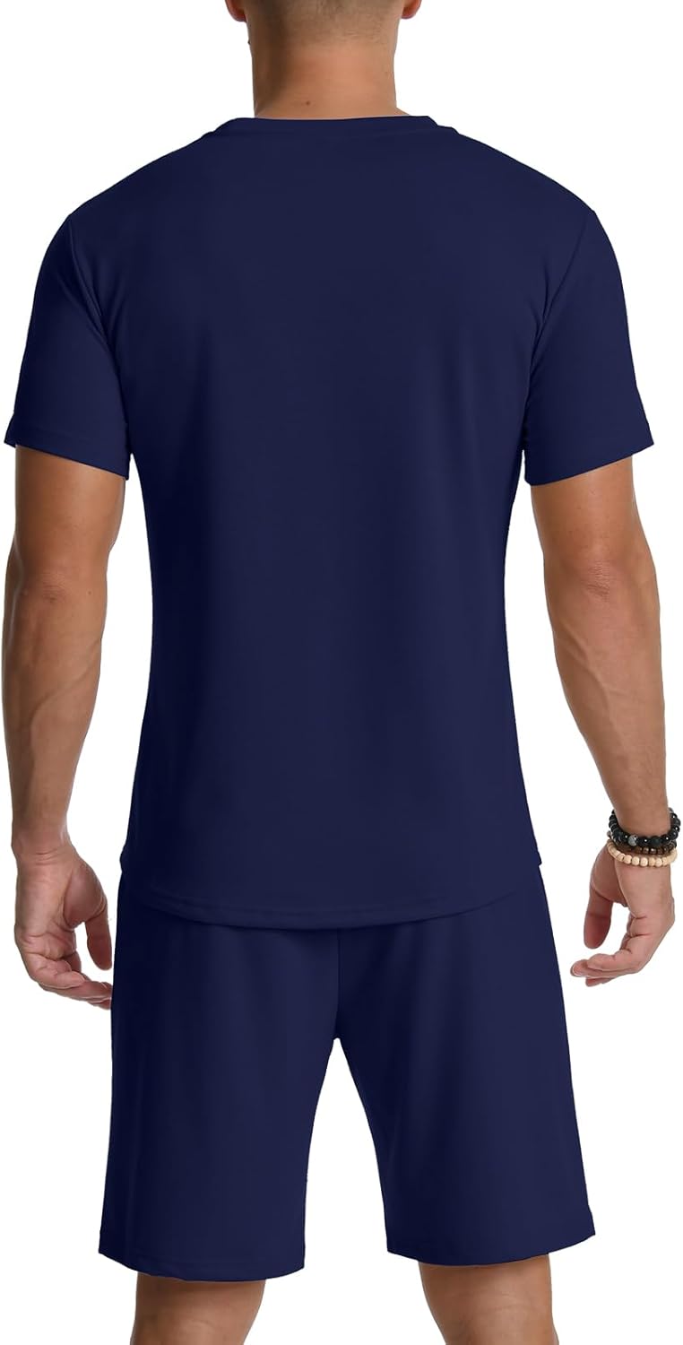 MLANM Mens Short Sets 2 Piece Outfits Casual Summer Tracksuits Fashion Short Sleeve T Shirt and Shorts - Image 5