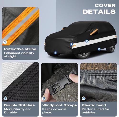 Image of 10 Layers SUV Car Cover Custom Fit for Mercedes-Benz GLB, GLB250, GLB35 (2019-2026), Waterproof All Weather for Automobiles, Outdoor Full Cover Sun Rain Dust UV Protection with Cotton. Black