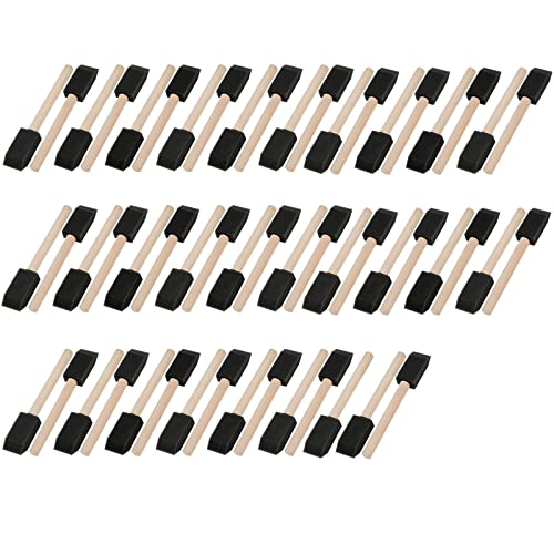 Image of Mister Rui 50-Pack 1 Inch Sponge Paint Brushes with Wood Handles
