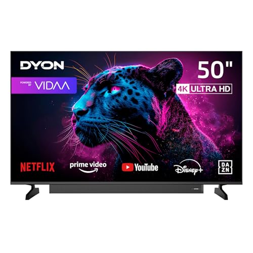 DYON Movie Smart 50 VX-S - 50 Zoll (126 cm) 4K Ultra-HD Smart TV mit Soundboost, Triple Tuner (DVB-C/-S2/-T2), App Store, Prime Video, Netflix, YouTube, DAZN, Disney+, Hotelmodus [2026]