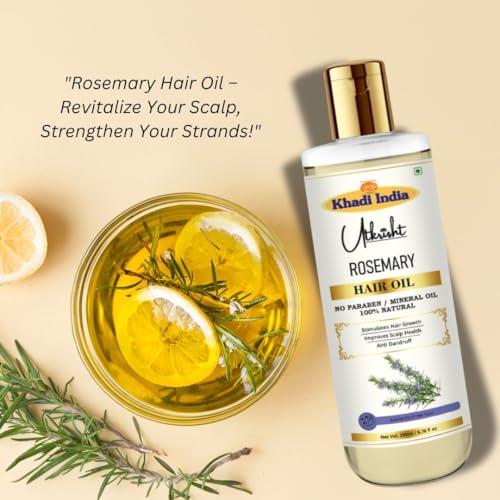 Image of Khadi Rosemary Hair Oil 200ml | Ayurvedic Herbal Hair Oil for Hair Growth, Dandruff & Itchy Scalp | Non-Sticky, Paraben & Mineral Oil Free | For All Hair Types | Daily Use for Men & Women