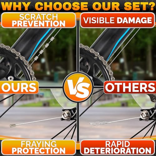 8 Pcs Bike Cable Kit - Bike Shifter Cable with 4 Brake Lines & 4 Shifter Lines, Easy Fit Stainless Steel Cables 38-Item Set - Corrosion-Resistant for Smooth Braking & Shifting on Road & Mountain Bikes