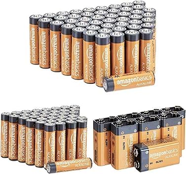 AmazonBasics Alkaline Battery Combo Pack | AA 48-Pack, AAA 36-Pack, 9 Volt 8-Pack May Ship Separately