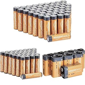 AmazonBasics Alkaline Battery Combo Pack AA 48-Pack AAA 36-Pack 9 Volt 8-Pack May Ship Separately