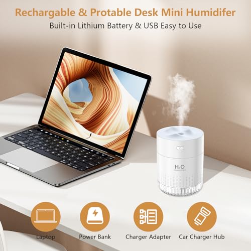 LKV Air Humidifier for Bedroom Portable Personal Desktop USB Humidifiers with Soft Night Light - Image 5